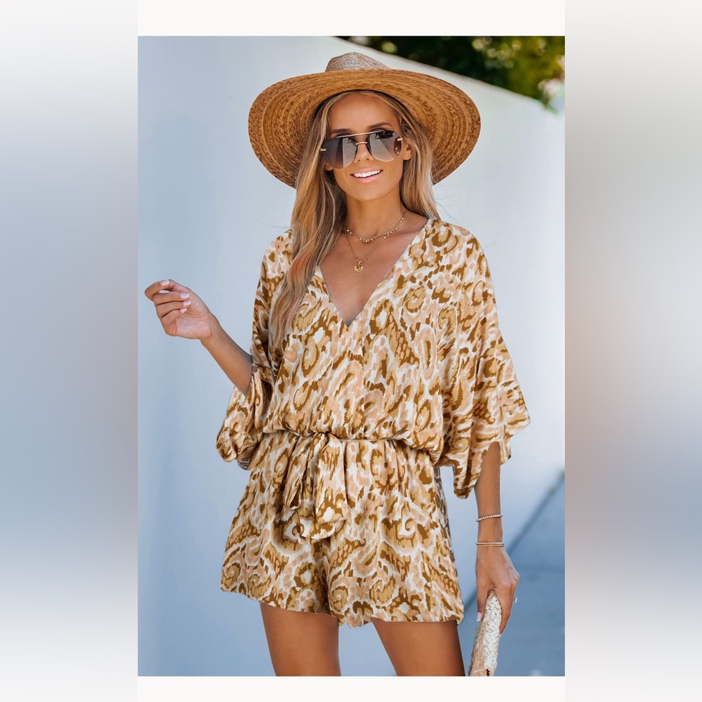 NWT! Stylish Tan and Cream Romper